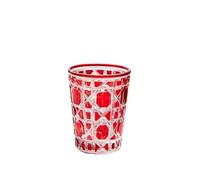 ROEUIPG 310ml Colorful Checkered Glass Cup European Style Creative Whiskey Glasses Hand-carved Drinking Water Bottle Summer Coffee Mugs(Red)