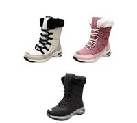 ROEUIPG Bottes de neige imperméables et chaudes en peluche for femme, baskets d'extérieur antidérapantes, bottines à plateforme, hiver(Pink,6.5)