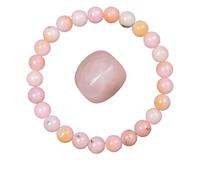 ROEUIPG Bracelet de perles en pierre d'obsidienne dorée for hommes et femmes, lumière arc-en-ciel, brute, perle ronde, bijoux énergétiques(21cm,8MM BEADS_14 PINK OPAL)