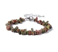ROEUIPG Bracelet en cristal de Quartz for femmes, bijoux perles pierre irrégulières, améthystes, aigue-marine, Citrines(29 Unakite)