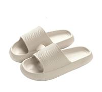 ROEUIPG Chaussons Cloud Sliders for femmes et hommes, moelleux, avec semelle épaisse, antidérapants imperméables, for salle de bain, piscine extérieur(Beige,36-37(UK 3.5-4))