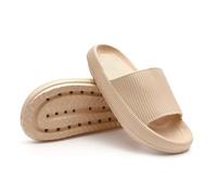 ROEUIPG Chaussons d'été souples et épais for femme, coussins en nuage, for la salle de bain, maison, l'intérieur, antidérapants(Khaki,40-41(foot 250mm))