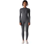 ROEUIPG Combinaison de Yoga à Fermeture éclair for Femmes, Couleur Chair, Manches Longues, entraînement de Haute intensité, Justaucorps, Fitness, Danse, Gymnastique aérienne(Gray,L)