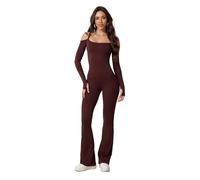 ROEUIPG Combinaison de Yoga for Le Sport, beauté du Dos, Marron, sans Couture, Collant à Double bandoulière, Body Sexy Une pièce(Coffee,S)
