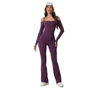 ROEUIPG Combinaison de Yoga for Le Sport, beauté du Dos, Marron, sans Couture, Collant à Double bandoulière, Body Sexy Une pièce(Purple,M)