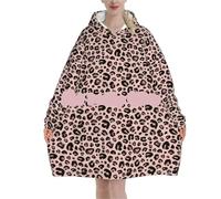 ROEUIPG Couvertures Portables Sweat à capuche surdimensionné imprimé guépard, pull polaire portable, couvertures Sherpa en microfibre chaudes et confortables(Color 01)