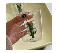 ROEUIPG Creative Handmade BUBBLE GLASS CUP Three-Dimensional Animal and Plant Shape Coffee Milk Drink Cute Transparent Glass Cup(10 Bell orchid)