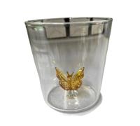 ROEUIPG Creative Handmade BUBBLE GLASS CUP Three-Dimensional Animal and Plant Shape Coffee Milk Drink Cute Transparent Glass Cup(Golden Butterfly)
