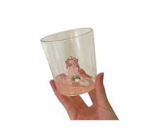 ROEUIPG Creative Handmade BUBBLE GLASS CUP Three-Dimensional Animal and Plant Shape Coffee Milk Drink Cute Transparent Glass Cup(09 Rose)