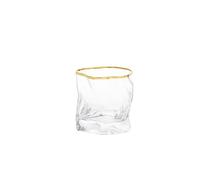 ROEUIPG Creativity Irregular Shape Whiskey Glasses Ice Pattern Fold Paper Crystal Whisky Beer Wine Glass Drinkware Set(Outline in gold)