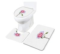 ROEUIPG Floral Bath Mat Set Colourful Flowers Bathroom Decoraction Anti Slip Rugs and Floor Carpet Toilet Lid Cover(Color 01,40X60CM)