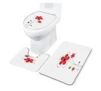 ROEUIPG Floral Bath Mat Set Colourful Flowers Bathroom Decoraction Anti Slip Rugs and Floor Carpet Toilet Lid Cover(Color 04,40X60CM)