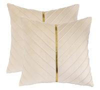 ROEUIPG Lot de 2 Housses de Coussin décoratives en Velours for canapé, taies d'oreiller de Luxe Modernes(Beige,550mm*550mm)