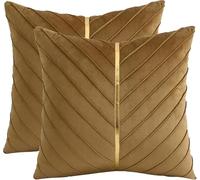 ROEUIPG Lot de 2 Housses de Coussin décoratives en Velours for canapé, taies d'oreiller de Luxe Modernes(Light Brown,550mm*550mm)