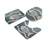 ROEUIPG Lot de 3 Tapis Sol antidérapants for Salle Bain, Vue sur la mer, Porte d'entrée, Baignoire, abattant Toilettes, Absorbant en Forme U(Color 03)