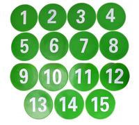 ROEUIPG Marqueurs de Points numéros Sport 1 à 15 Tapis avec 5 Couleurs Vives for l'entraînement Football(Green)