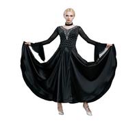 ROEUIPG Robe De Bal pour Femme Robes de Danse de Salon for Femmes, Robe de compétition de Danse Moderne, Grande balançoire, Tenues de Danse de Valse élégantes(Black,XX-Large)