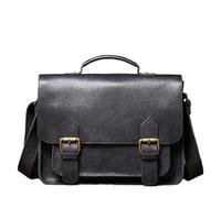 ROEUIPG Sacs messager rétro en cuir véritable for hommes et femmes, sac à bandoulière de vache naturel, main décontracté luxe Cambridge(Dark Black)