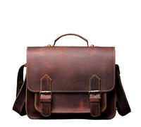 ROEUIPG Sacs messager rétro en cuir véritable for hommes et femmes, sac à bandoulière de vache naturel, main décontracté luxe Cambridge(Dark Coffee)