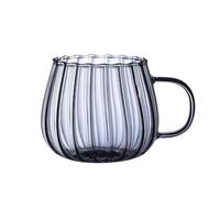 ROEUIPG Transparent Glass Cup Creative Coffee Tea Drinks Dessert Breakfast Milk Mugs Handle Drinkware Couple Gifts(Grey)