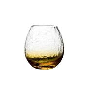 ROEUIPG Vintage Crystal Glass Cup, Egg-shaped, Ice Crack, Whiskey, Nordic Juice Bar Drink, Wine, Cold Water Cups, Personalit(Amber)