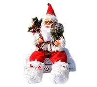 Roexboz Figurine de Père Noël assis 57 cm, ornement de décoration en plastique et tissu pour intérieur et extérieur, Noël