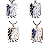 Roexboz Lot de 4 pendentifs en forme d'aile de la liberté, 4 pièces Attaque sur Titane Colliers Anime japonais Pendentif Enquête Collier Corps, Titane Zinc