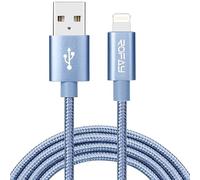 ROFAY Câble de charge pour iPhone de 0,6 m [certifié Apple Mfi] en nylon tressé haute vitesse USB-A vers Lightning compatible avec iPhone 13 Pro Max/12/11 Pro/XS/XR/X/8/7/6/5/iPad (0,6 m, bleu)