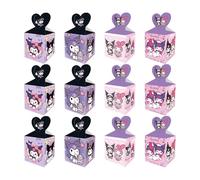 Roffatide 12pcs Kuromi Party Favor Boîtes cadeaux Set Goodie Boîtes pour les décorations de fête d'anniversaire Fournitures Bonbons Biscuits Snack pour enfants