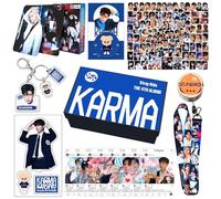 Roffatide 168Pcs KPOP Stray Album Boîte-cadeau Ensemble Incluant Cartes Postales Autocollants Porte-clés Lanyard Badge Combination Standee Hand Compte Tape Clear Cardstock pour STAY Femmes Style A