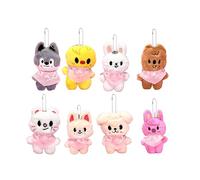 Roffatide 8pcs Kpop Stray Plush Porte-clés Set SKZOO Porte-clés Adorable Pendentif Fan Merch Cadeaux pour STAY Amis Style Famille F