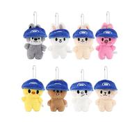 Roffatide 8pcs Kpop Stray Plush Porte-clés Set SKZOO Porte-clés Adorable Pendentif Fan Merch Cadeaux pour STAY Amis Style Famille J