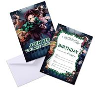 Roffatide Anime 12pcs cartes d'invitation d'anniversaire avec enveloppes, décoration de fête, lettre d'invitation d'anniversaire de garçon et de fille