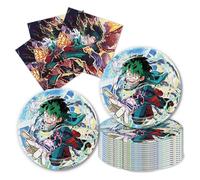 Roffatide Anime 40Pcs My-Her0 Thème Décorations de fête d'anniversaire incluent des serviettes Plates Academy Party Supplies pour les fans