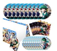 Roffatide Anime 41Pcs My-Her0 Thème Décorations de fête d'anniversaire incluent des assiettes serviettes nappe Académie Fournitures de fête pour les fans