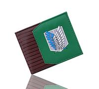 Roffatide Anime Attack on Titan Short Bi-Fold Portefeuilles pour Hommes Wings of Freedom Portefeuille Mince en Faux Cuir Portefeuille Porte-Cartes Vert