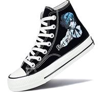Roffatide Anime Black Butler Imprimé Toile Baskets Haut à Lacets Chaussures de Marche Skateboard Baskets Sneaker Noir 36