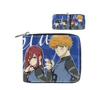 Roffatide Anime Bleu Serrure Bifold Portefeuille d'impression Double Face Portefeuille Casual Carte avec Poche de pièce pour Hommes Femmes Style O