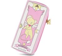 Roffatide Anime Cardcaptor Sakura Portefeuilles pour Femmes et Filles Portefeuille Long en Simili Cuir Rose Porte-Monnaie pour Femmes Rose A