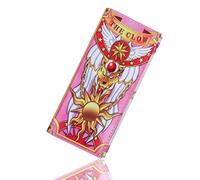 Roffatide Anime Cardcaptor Sakura Wallet Clow Porte - Cartes Porte - Monnaie Porte - Monnaie Mignon Cat Wallet Cuir synthétique Long Double Portefeuille pour Les Hommes Femmes Rose