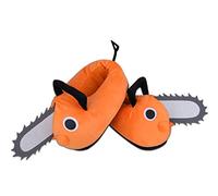 Roffatide Anime Chainsaw Man Fuzzy Slippers Pochita House Slippers Closed Toe Open Back Foam Slippers with Rubber Sole for Women Man One Size
