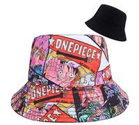 Roffatide Anime Chapeau Seau Pliable Chapeau de Pêche Imprimé Graffiti de Soleil Réversible à Double Face pour Hemme