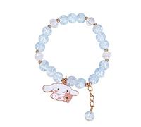Roffatide Anime Cinnamoroll Crystal Beads Bracelet Kawaii Kuromi Pearl Bracelets Cute Cartoon Elastic Beaded Pearl Bracelets Anime Jewelry for Girls Women Bff Friendship Gift