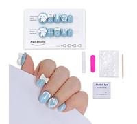 Roffatide anime Cinnamoroll cute pressing Nail Short - square faux ongles en gel doux léger, confortable et réutilisable ongles collés Short 4 Yards kawaii gel Nail set avec adhésif cadeau fille
