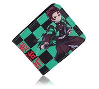 Roffatide Anime Demon Killer Kamado Tanjirou Portefeuille Simili Cuir Slim Multi-Usage Double Pli pour Hommes et Femmes