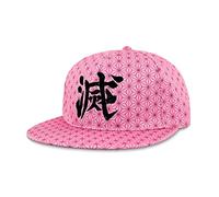 Roffatide Anime Demon Slayer Kamado Nezuko Baseball Cap Adjustable Dad Hat Low Profile Snapback Hat Embroidered Cotton Flat Brim Sun Hat Rose B