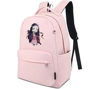 Roffatide Anime Demon Slayer Kamado Nezuko Sac À Dos Imprimé Cartable Léger Nylon Bookbag Sac À Dos Rose