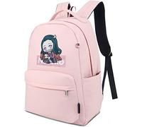 Roffatide Anime Demon Slayer Kamado Nezuko Sac À Dos pour Filles Imprimé Cartable Sac À Dos en Nylon Léger Rose