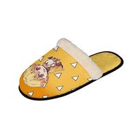 Roffatide Anime Demon Slayer Pantoufles pelucheuses Kamado Nezuko Mignon Pantoufles Maison Bout Fermé Ouvert Dos Chaussons pour Femme Homme, Kamado Tanjirou, Small/Medium