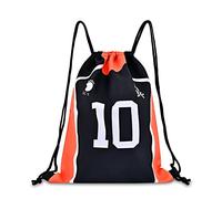 Roffatide Anime Haikyuu Sac de Cordon Sac à Dos Oxford Sac en Ficelle Sac à Dos de Sport Noir Orange